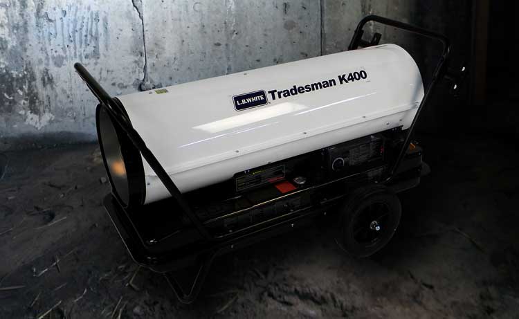 Tradesman K portable kerosene heater heating an Ag. facility.